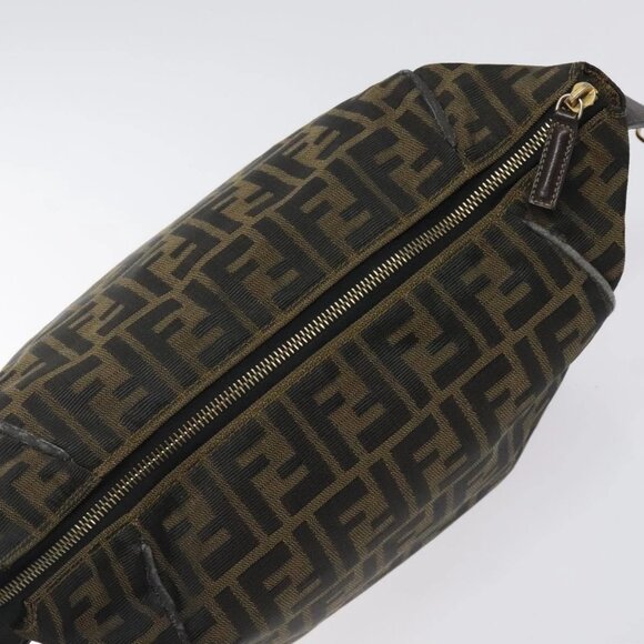 FENDI Zucca Canvas Vanity Pouch Black Brown gold Auth 131366 - Picture 9 of 16